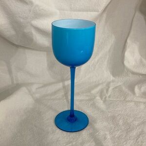 Carlo Moretti Murano Single Sky Blue & White Cased Wine Glass MCM Vintage